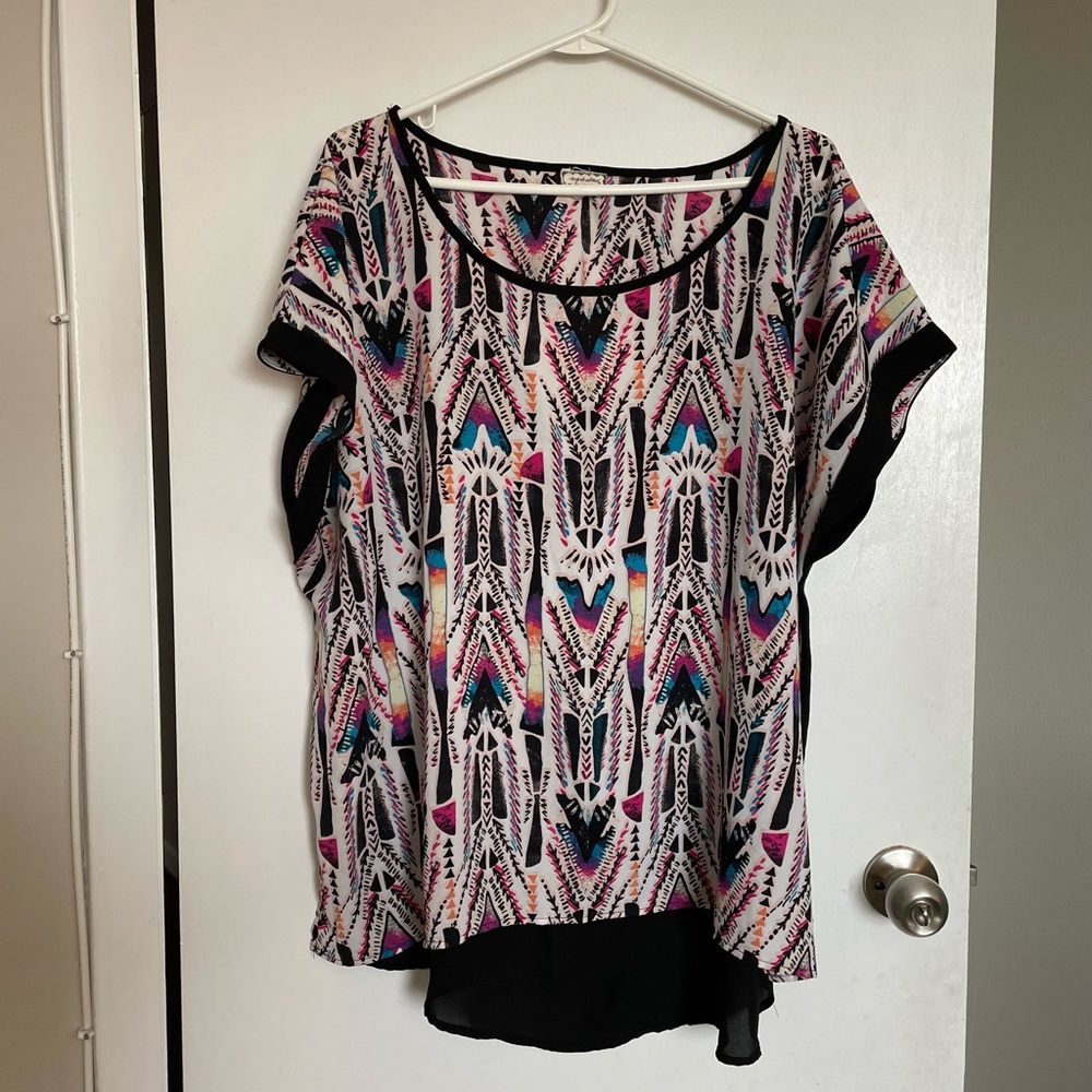 Eyeshadow Scoop Neck Multicolor Blouse - Size 2X - Picture 2 of 13